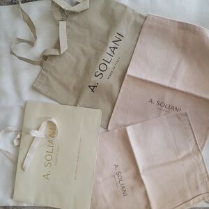 A. SOLIANI 2 Shoe Dust Bag & Non-Woven Tote Logo & Paper Bag Made in Italy